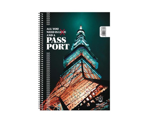 Salko Paper Σπιράλ Τετράδιο Ριγέ Β5 / 2 Θεμάτων / 60 Φύλλων Passport