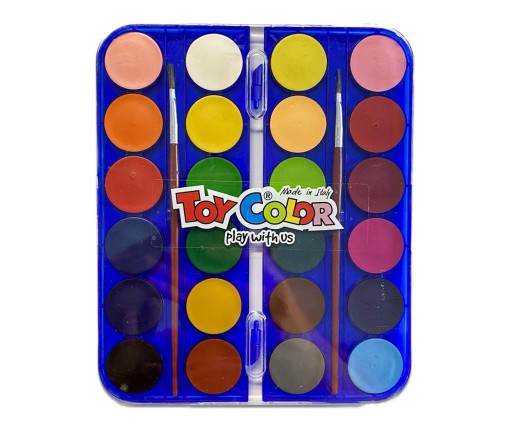 ToyColor Νερομπογιες Με 2 Πινέλα 24 Χρώματα - 703