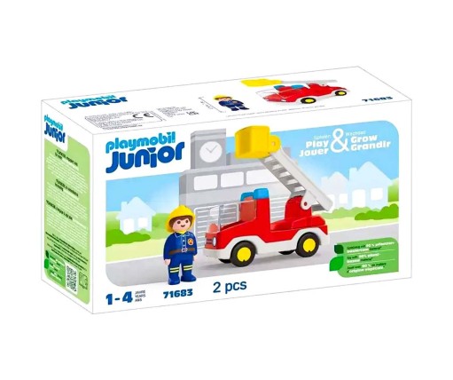 Playmobil Junior Πυροσβέστης Με Κλιμακοφόρο Όχημα 71683