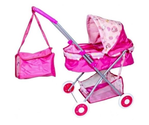 Kider Toys Καρότσι Κούκλας Με Κουκούλα Και Τσάντα 9339