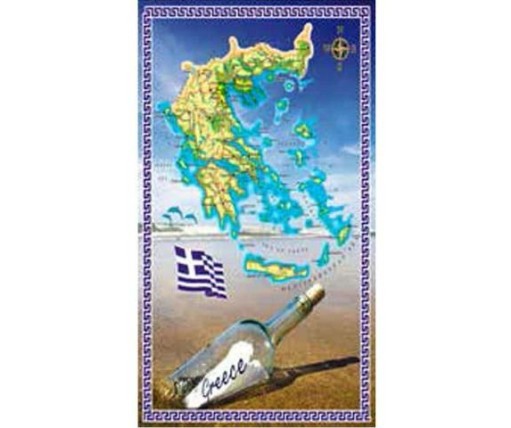 Πετσέτα Θαλάσσης Χάρτης Greece Με Μπουκάλι 4968