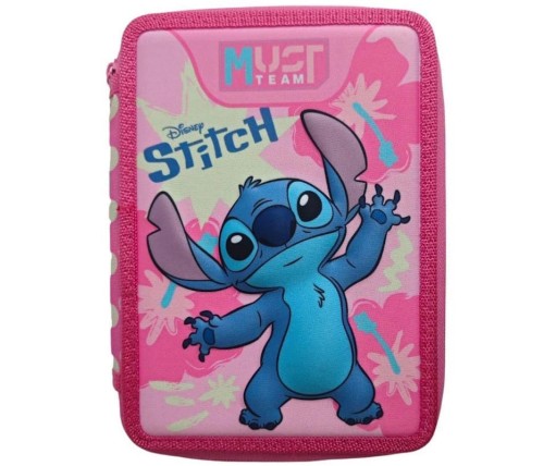 Must Κασετίνα Διπλή Γεμάτη Stitch Ροζ 565997